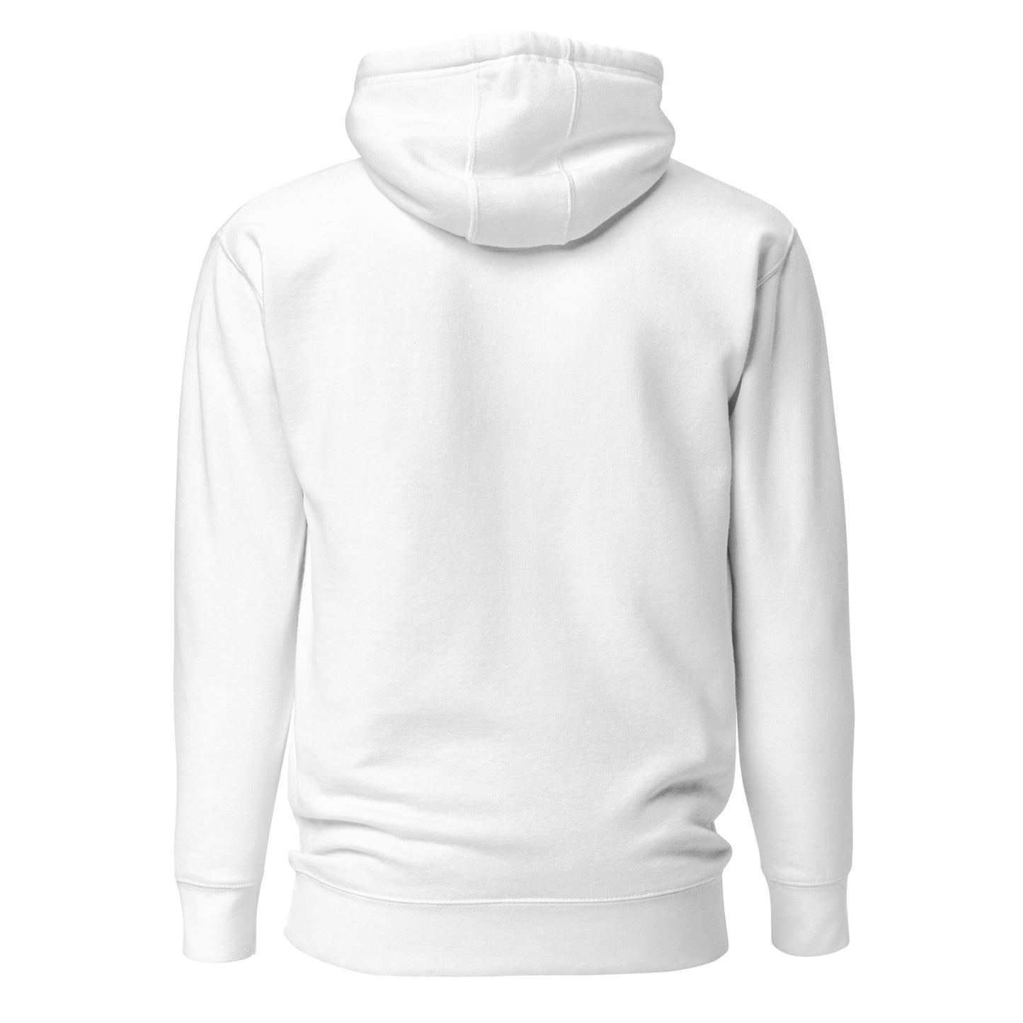 Die Rückseite des weißen Meerrettich-Hoodies in der Einzelansicht.