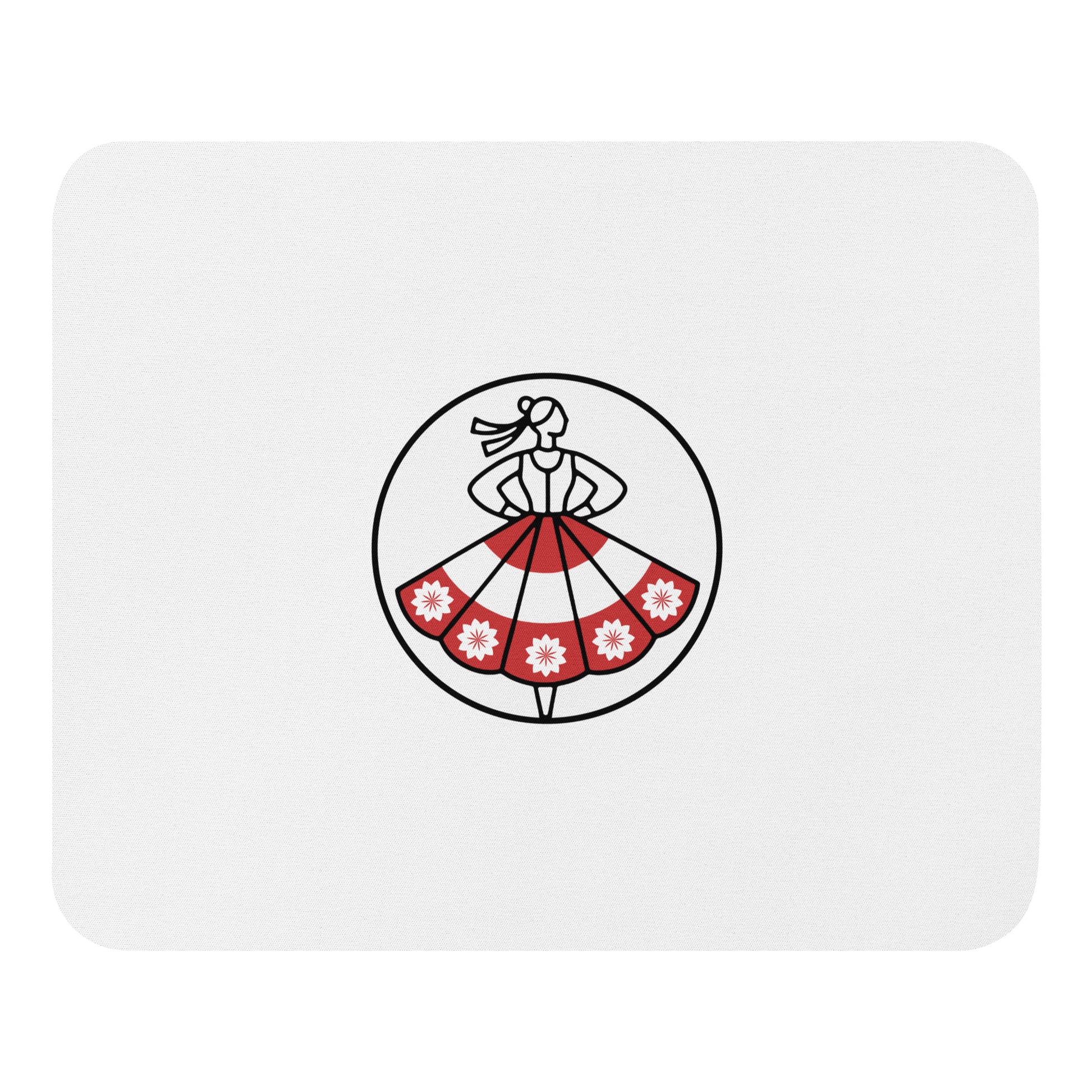 Draufsicht von oben auf das POLCOUTURE Mousepad. Das Logo steht im Zentrum der Aufnahme und kommt auf der hochwertigen Textiloberfläche perfekt zur Geltung.