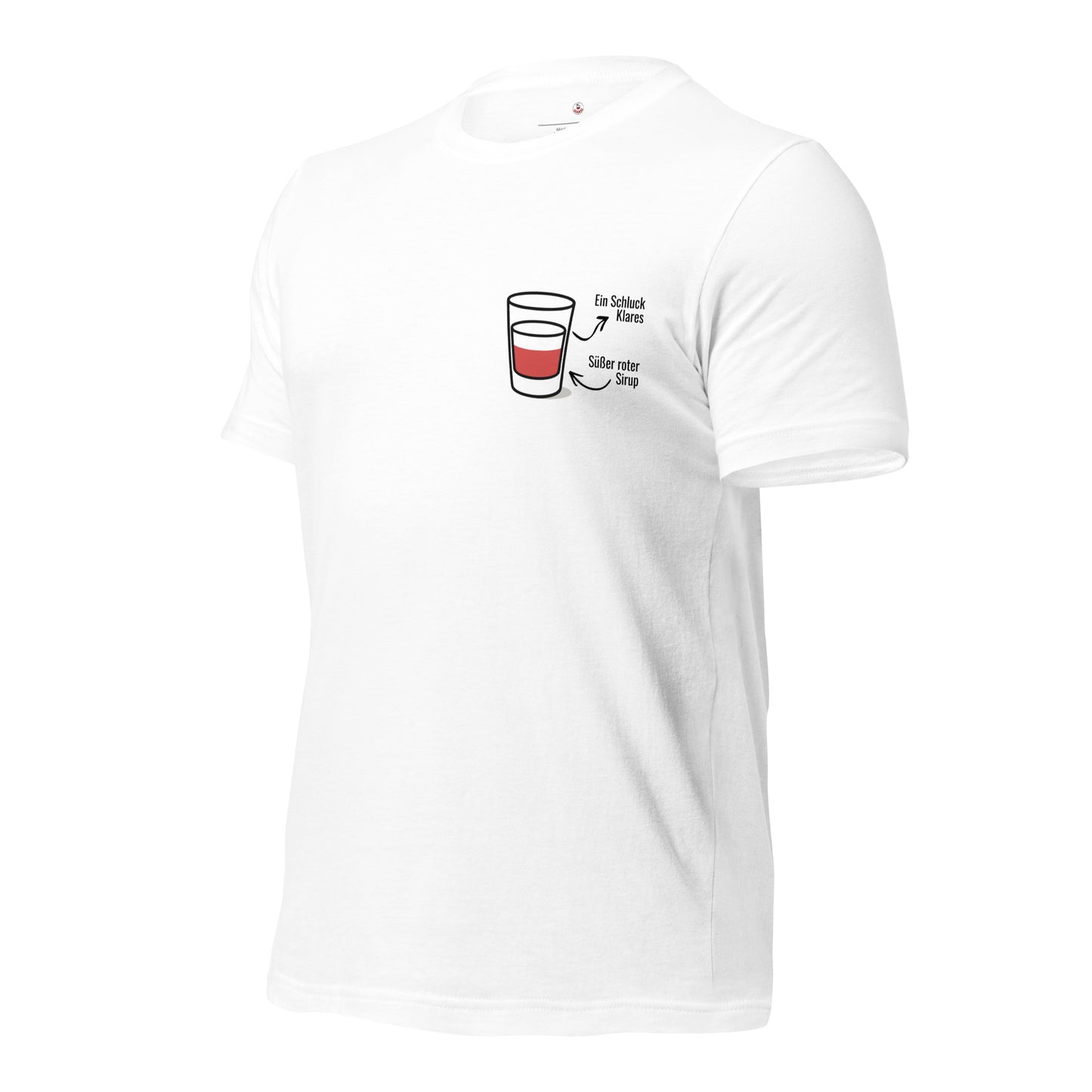 Seitenansicht (links) des T-Shirts „PÓŁ NA PÓŁ“ zur Darstellung von Schnitt und Ärmel.