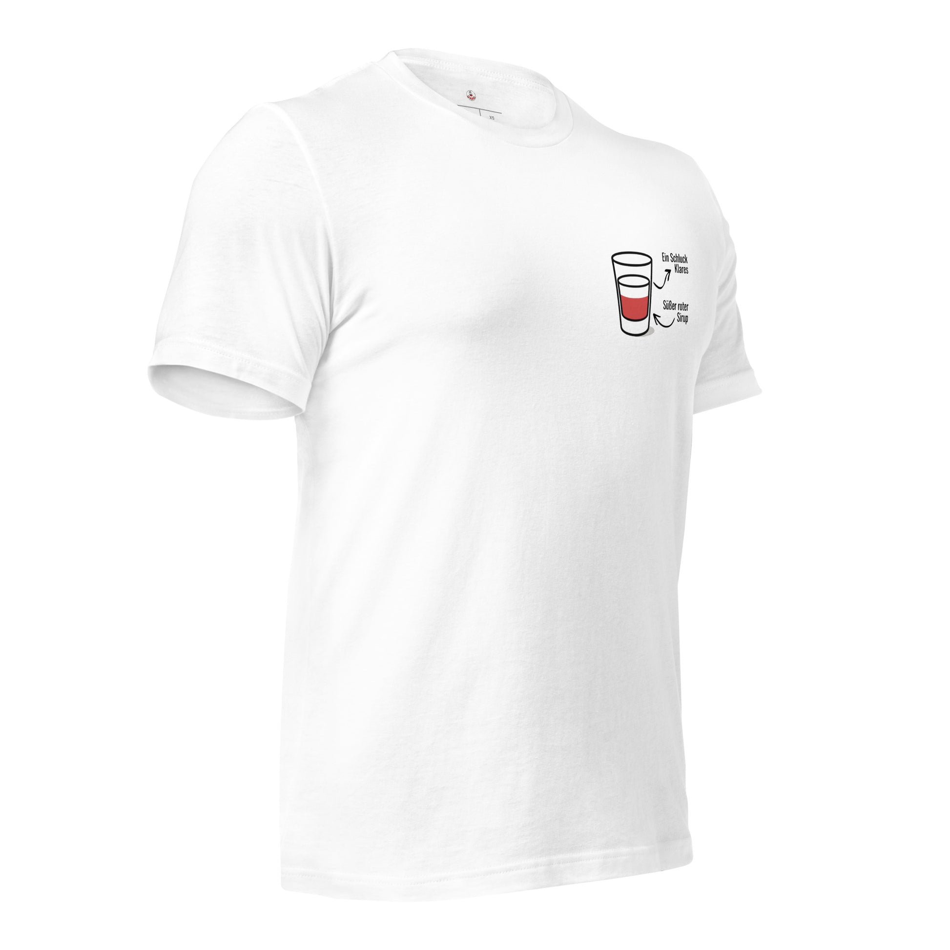 Seitenansicht (rechts) des weißen T-Shirts von POLCOUTURE.